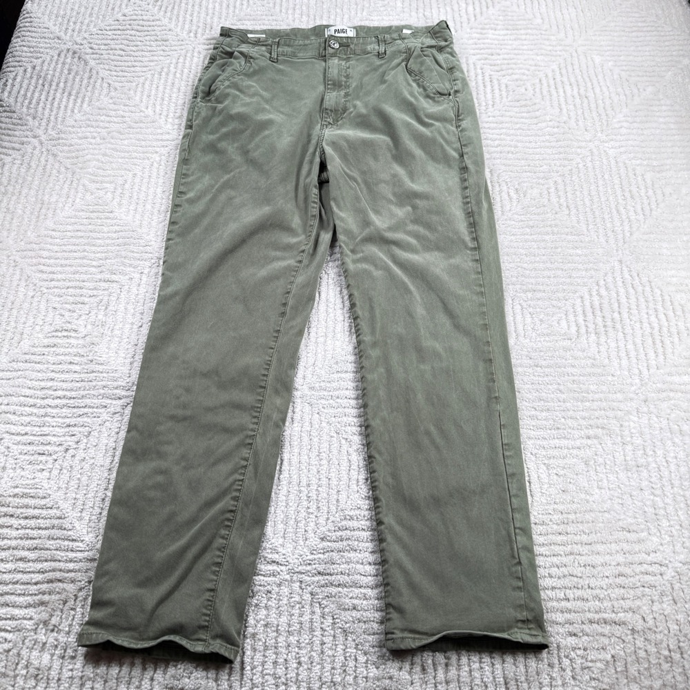 Paige Federal Slim Straight Pants Mens 30x30 Olive Green Military Gorp Earthy